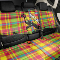 Saint Lucia Parrot Back Car Seat Cover with Madras Pattern and Cultural Black Motif Design - Wonder Print Shop
