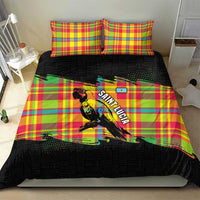 Saint Lucia Parrot Bedding Set with Madras Pattern and Cultural Black Motif Design - Wonder Print Shop