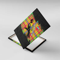 Saint Lucia Parrot Canvas Wall Art with Madras Pattern and Cultural Black Motif Design - Wonder Print Shop