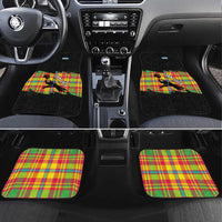 Saint Lucia Parrot Car Mats with Madras Pattern and Cultural Black Motif Design - Wonder Print Shop