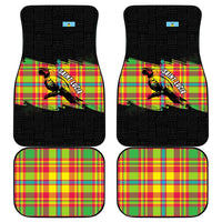 Saint Lucia Parrot Car Mats with Madras Pattern and Cultural Black Motif Design - Wonder Print Shop