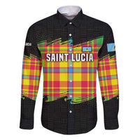 Saint Lucia Parrot Family Matching Short Sleeve Bodycon Dress and Hawaiian Shirt with Madras Pattern and Cultural Black Motif Design - Wonder Print Shop