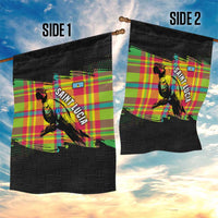Saint Lucia Parrot Garden Flag with Madras Pattern and Cultural Black Motif Design - Wonder Print Shop