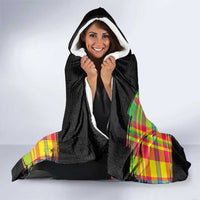 Saint Lucia Parrot Hooded Blanket with Madras Pattern and Cultural Black Motif Design - Wonder Print Shop