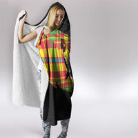 Saint Lucia Parrot Hooded Blanket with Madras Pattern and Cultural Black Motif Design - Wonder Print Shop