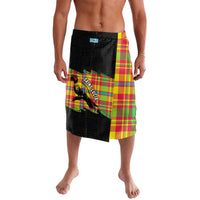 Saint Lucia Parrot Lavalava with Madras Pattern and Cultural Black Motif Design - Wonder Print Shop
