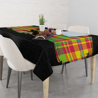 Saint Lucia Parrot Tablecloth with Madras Pattern and Cultural Black Motif Design - Wonder Print Shop