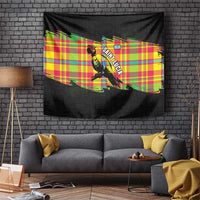 Saint Lucia Parrot Tapestry with Madras Pattern and Cultural Black Motif Design - Wonder Print Shop