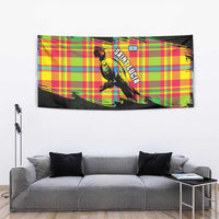Saint Lucia Parrot Tapestry with Madras Pattern and Cultural Black Motif Design - Wonder Print Shop