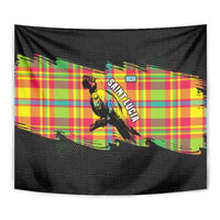 Saint Lucia Parrot Tapestry with Madras Pattern and Cultural Black Motif Design - Wonder Print Shop