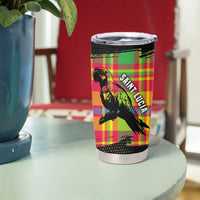 Saint Lucia Parrot Tumbler Cup with Madras Pattern and Cultural Black Motif Design - Wonder Print Shop