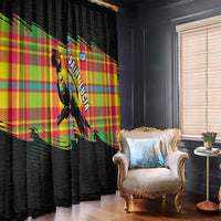 Saint Lucia Parrot Window Curtain with Madras Pattern and Cultural Black Motif Design - Wonder Print Shop