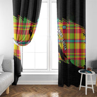 Saint Lucia Parrot Window Curtain with Madras Pattern and Cultural Black Motif Design - Wonder Print Shop