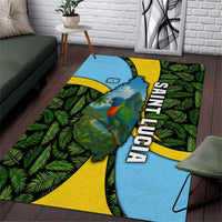 Saint Lucia Parrot Area Rug with Tropical Palm Leaf and Flag Color Wave Design - Wonder Print Shop