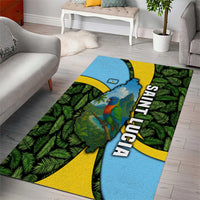 Saint Lucia Parrot Area Rug with Tropical Palm Leaf and Flag Color Wave Design - Wonder Print Shop