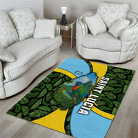 Saint Lucia Parrot Area Rug with Tropical Palm Leaf and Flag Color Wave Design - Wonder Print Shop