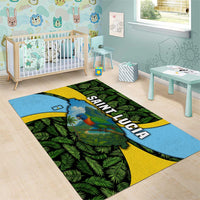 Saint Lucia Parrot Area Rug with Tropical Palm Leaf and Flag Color Wave Design - Wonder Print Shop