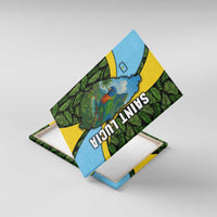 Saint Lucia Parrot Canvas Wall Art with Tropical Palm Leaf and Flag Color Wave Design - Wonder Print Shop