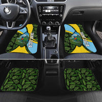 Saint Lucia Parrot Car Mats with Tropical Palm Leaf and Flag Color Wave Design - Wonder Print Shop