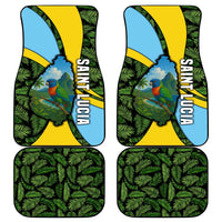Saint Lucia Parrot Car Mats with Tropical Palm Leaf and Flag Color Wave Design - Wonder Print Shop