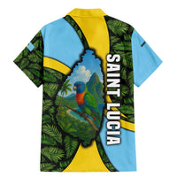 Saint Lucia Parrot Family Matching Mermaid Dress and Hawaiian Shirt with Tropical Palm Leaf and Flag Color Wave Design - Wonder Print Shop
