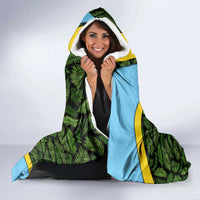 Saint Lucia Parrot Hooded Blanket with Tropical Palm Leaf and Flag Color Wave Design - Wonder Print Shop