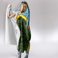 Saint Lucia Parrot Hooded Blanket with Tropical Palm Leaf and Flag Color Wave Design - Wonder Print Shop