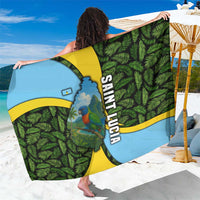 Saint Lucia Parrot Sarong with Tropical Palm Leaf and Flag Color Wave Design - Wonder Print Shop