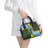 Saint Lucia Parrot Shoulder Handbag with Tropical Palm Leaf and Flag Color Wave Design - Wonder Print Shop