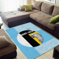 Saint Lucia Graphic Parrot Area Rug with Tribal Pattern and Minimalist Blue Black Design - Wonder Print Shop