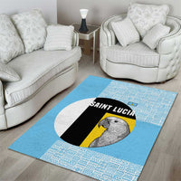 Saint Lucia Graphic Parrot Area Rug with Tribal Pattern and Minimalist Blue Black Design - Wonder Print Shop