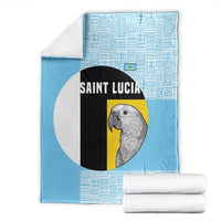 Saint Lucia Graphic Parrot Blanket with Tribal Pattern and Minimalist Blue Black Design - Wonder Print Shop