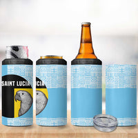 Saint Lucia Graphic Parrot 4 in 1 Can Cooler Tumbler with Tribal Pattern and Minimalist Blue Black Design - Wonder Print Shop