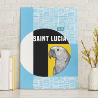 Saint Lucia Graphic Parrot Canvas Wall Art with Tribal Pattern and Minimalist Blue Black Design - Wonder Print Shop