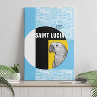 Saint Lucia Graphic Parrot Canvas Wall Art with Tribal Pattern and Minimalist Blue Black Design - Wonder Print Shop
