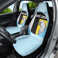 Saint Lucia Graphic Parrot Car Seat Cover with Tribal Pattern and Minimalist Blue Black Design - Wonder Print Shop