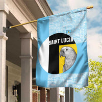 Saint Lucia Graphic Parrot Garden Flag with Tribal Pattern and Minimalist Blue Black Design - Wonder Print Shop