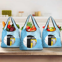 Saint Lucia Graphic Parrot Grocery Bag with Tribal Pattern and Minimalist Blue Black Design - Wonder Print Shop