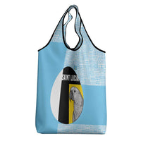 Saint Lucia Graphic Parrot Grocery Bag with Tribal Pattern and Minimalist Blue Black Design - Wonder Print Shop