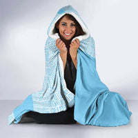 Saint Lucia Graphic Parrot Hooded Blanket with Tribal Pattern and Minimalist Blue Black Design - Wonder Print Shop