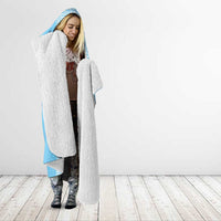 Saint Lucia Graphic Parrot Hooded Blanket with Tribal Pattern and Minimalist Blue Black Design - Wonder Print Shop