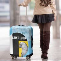 Saint Lucia Graphic Parrot Luggage Cover with Tribal Pattern and Minimalist Blue Black Design - Wonder Print Shop