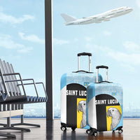 Saint Lucia Graphic Parrot Luggage Cover with Tribal Pattern and Minimalist Blue Black Design - Wonder Print Shop