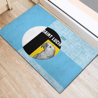 Saint Lucia Graphic Parrot Rubber Doormat with Tribal Pattern and Minimalist Blue Black Design - Wonder Print Shop