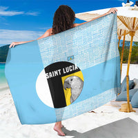 Saint Lucia Graphic Parrot Sarong with Tribal Pattern and Minimalist Blue Black Design - Wonder Print Shop