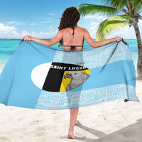 Saint Lucia Graphic Parrot Sarong with Tribal Pattern and Minimalist Blue Black Design - Wonder Print Shop