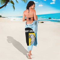 Saint Lucia Graphic Parrot Sarong with Tribal Pattern and Minimalist Blue Black Design - Wonder Print Shop