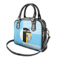 Saint Lucia Graphic Parrot Shoulder Handbag with Tribal Pattern and Minimalist Blue Black Design - Wonder Print Shop