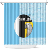 Saint Lucia Graphic Parrot Shower Curtain with Tribal Pattern and Minimalist Blue Black Design - Wonder Print Shop