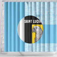 Saint Lucia Graphic Parrot Shower Curtain with Tribal Pattern and Minimalist Blue Black Design - Wonder Print Shop